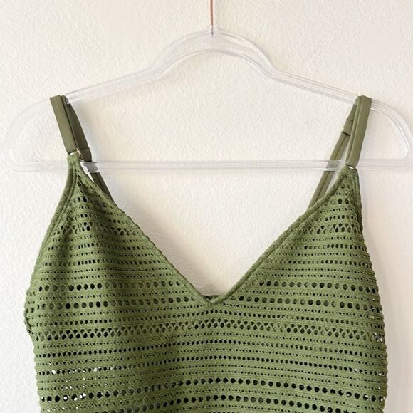 Robin Piccone Olive Green Crochet One Piece Swimsuit - Picture 2 of 7
